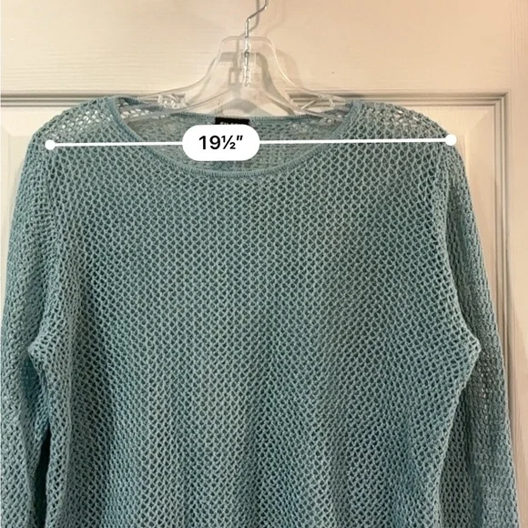 Eileen Fisher Blue Open-Knit Sweater - Picture 16 of 16
